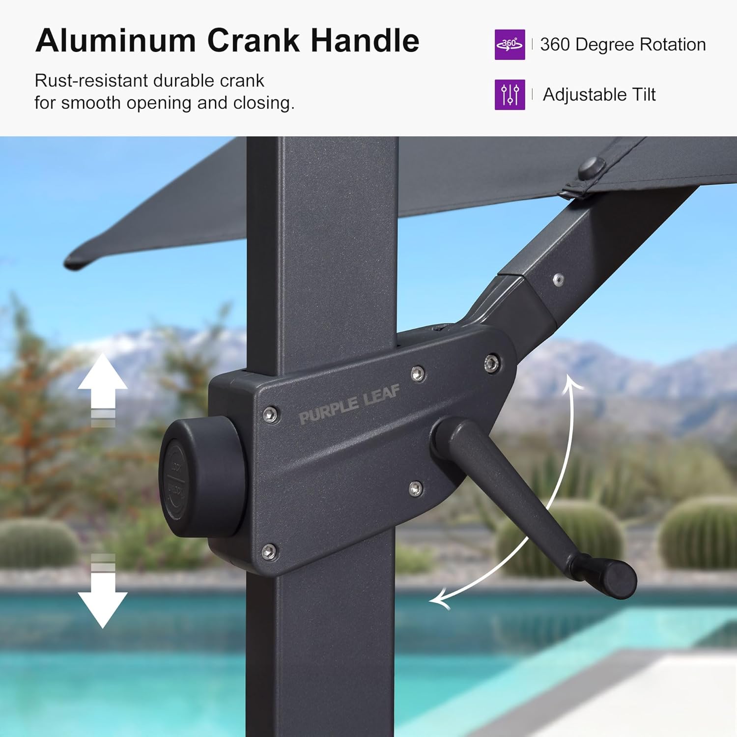 10' × 10' Patio Cantilever Umbrella Outdoor Square Adjustable Offset Umbrellas with 360-degree Rotation and 8 Heavy Duty Metal Ribs for Garden Deck Pool Gray
