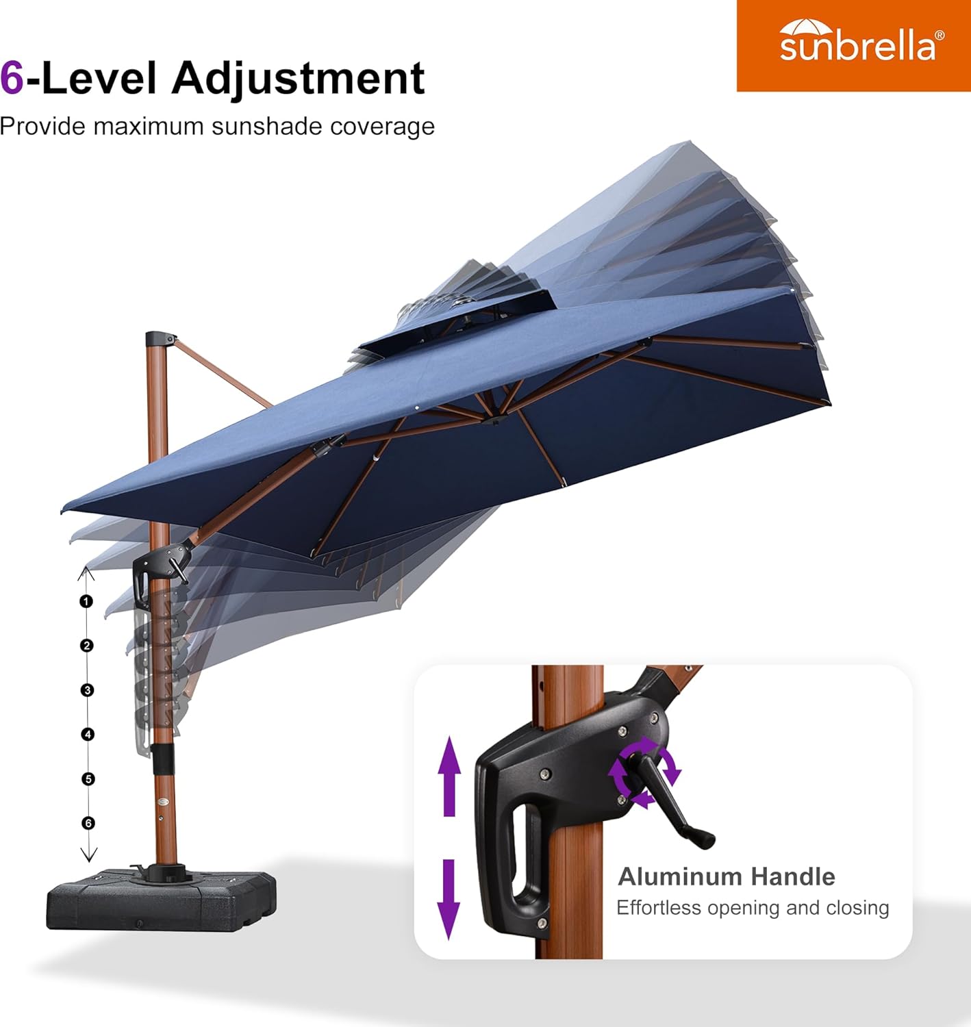 Umbrella 9' X 12' Double Top Deluxe Rectangle Patio Umbrellas Offset Hanging Umbrellas Cantilever Umbrella, Spectrum Indigo