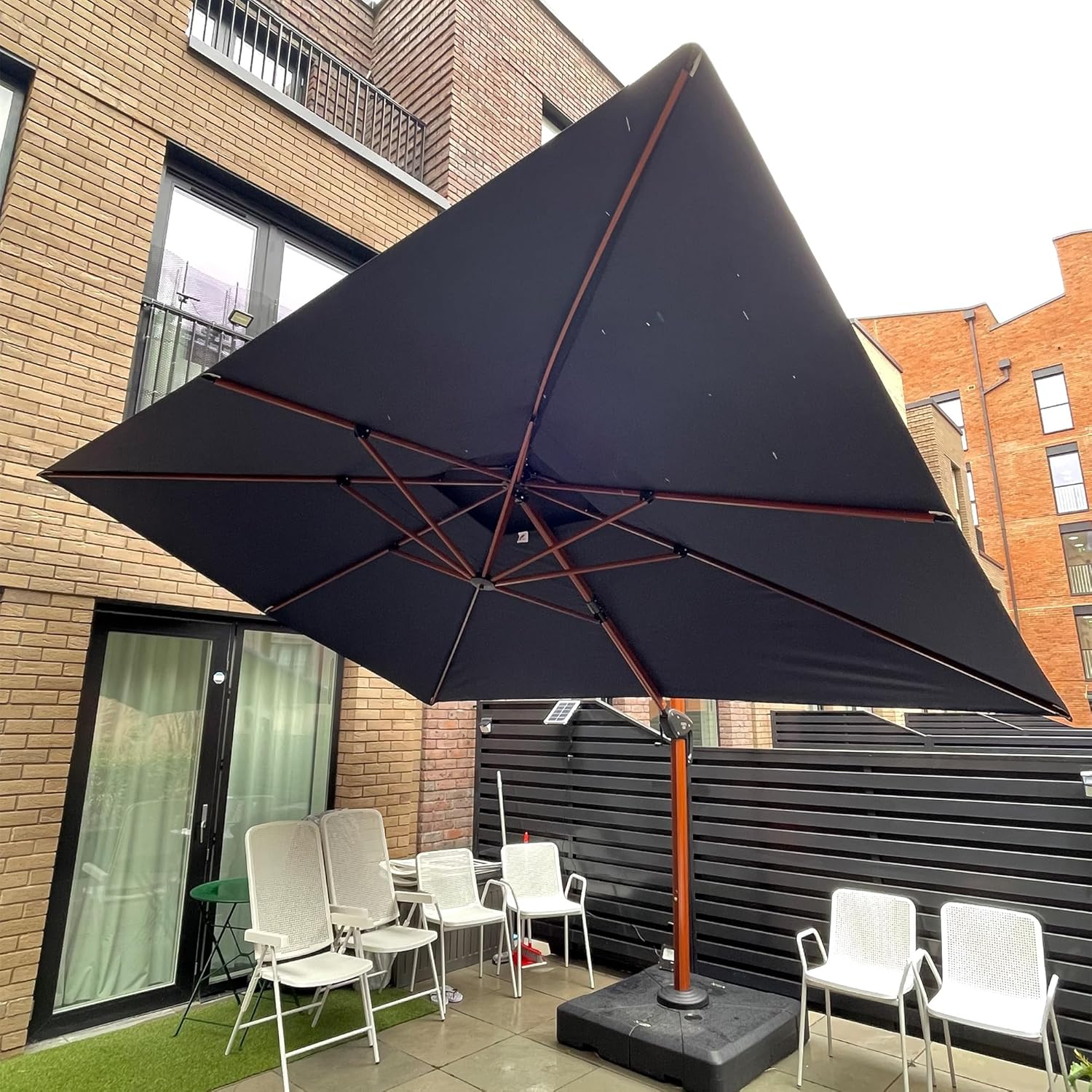 Umbrella 9' X 12' Double Top Deluxe Rectangle Patio Umbrellas Offset Hanging Umbrellas Cantilever Umbrella, Spectrum Indigo